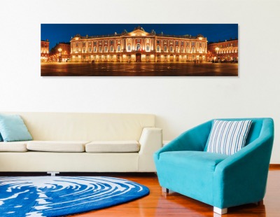 TOILE IMPRIMÉE TOULOUSE PLACE DU CAPITOLE 40X150 CM